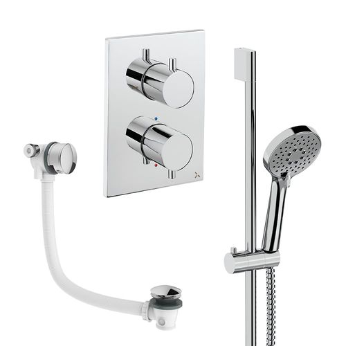 Crosswater MPRO Crossbox Shower Set 6 With Slide Rail Kit & Bath Filler (Chrome).