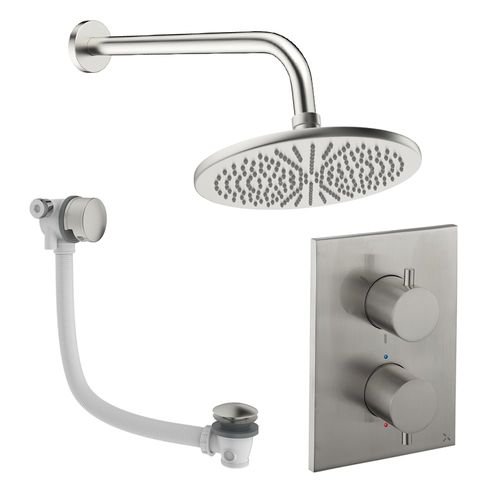 Crosswater MPRO Crossbox Shower Set 7 With 300mm Head & Bath Filler (Brushed Nickel).