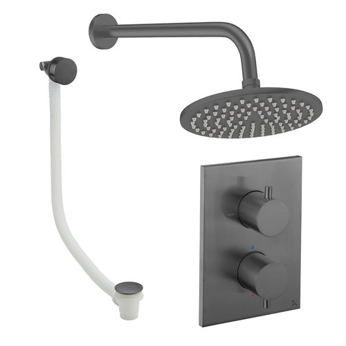 Crosswater MPRO Crossbox Shower Set 7 With 200mm Head & Bath Filler (Slate).