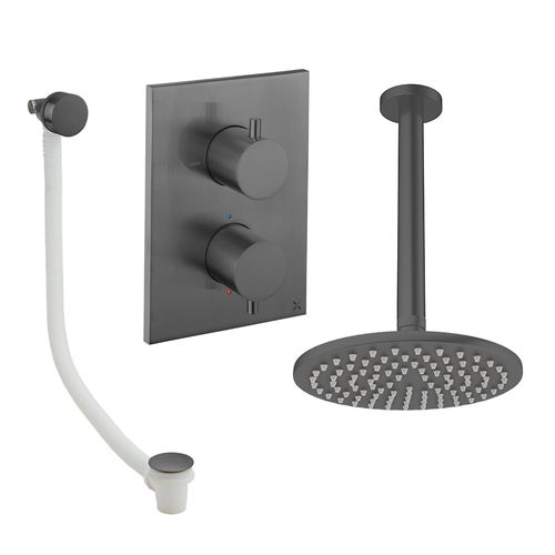 Crosswater MPRO Crossbox Shower Set 7 With 200mm Head & Bath Filler (Slate).
