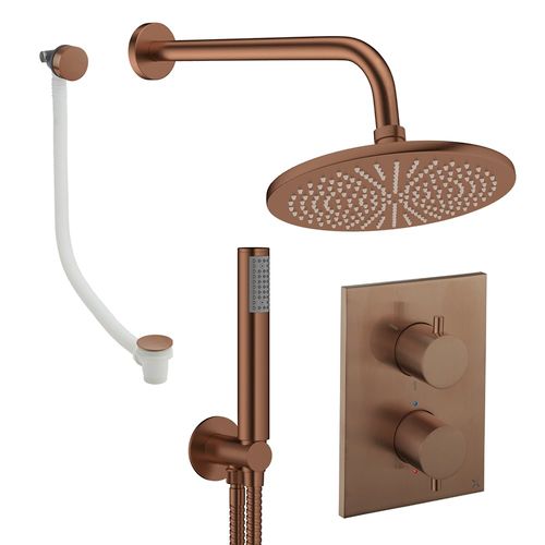 Crosswater MPRO Crossbox Shower Set 9 300mm Head, Handset & Bath Filler (Brushed Bronze).