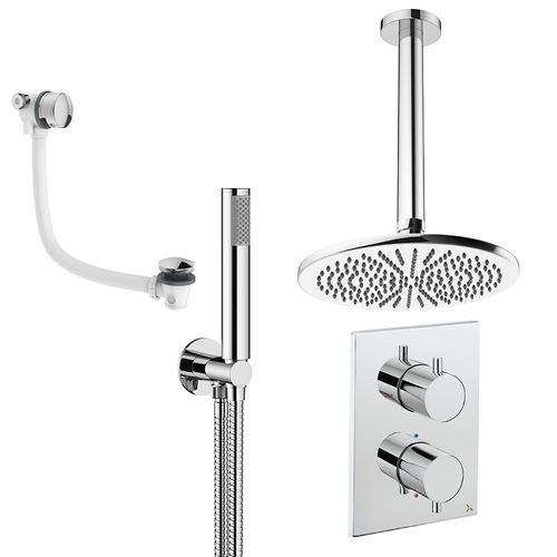 Crosswater MPRO Crossbox Shower Set 9 300mm Head, Handset & Bath Filler (Chrome).