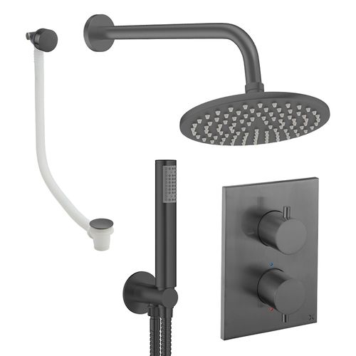 Crosswater MPRO Crossbox Shower Set 9 200mm Head, Handset & Bath Filler (Slate).