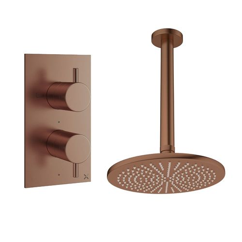 Crosswater MPRO Design Shower Set 1,  300mm Head & Ceiling Arm (Brushed Bronze).