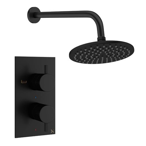 Crosswater MPRO Design Shower Set 1, 200mm Head & Wall Arm (Matt Black).