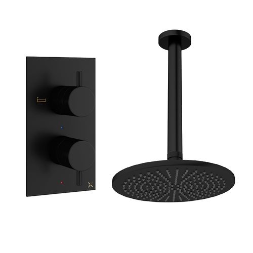 Crosswater MPRO Design Shower Set 1,  300mm Head & Ceiling Arm (Matt Black).