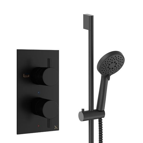 Crosswater MPRO Design Shower Set 2,  Valve & Slide Rail Kit (Matt Black).