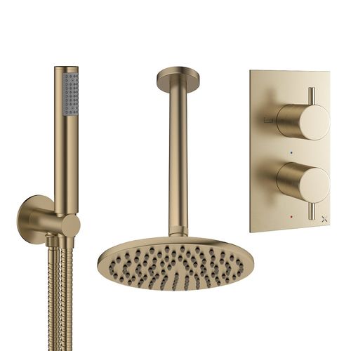 Crosswater MPRO Design Shower Set 3,  200mm Head & Handset (Brushed Brass).