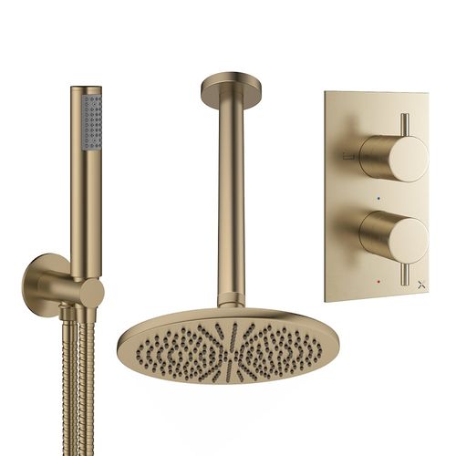 Crosswater MPRO Design Shower Set 3,  300mm Head & Handset (Brushed Brass).