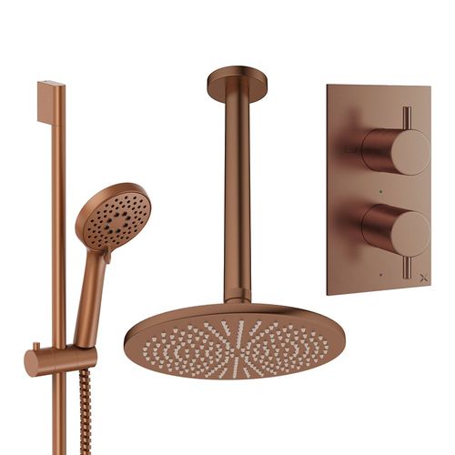 Crosswater MPRO Design Shower Set 4, 300mm Ceiling Head & Slide Rail (Brushed Bronze).