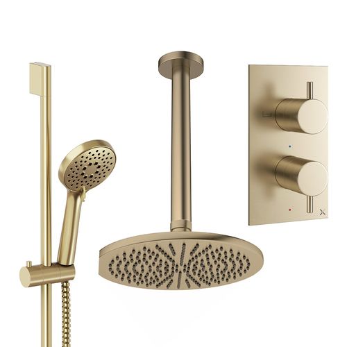 Crosswater MPRO Design Shower Set 4, 300mm Ceiling Head & Slide Rail (Brushed Brass).