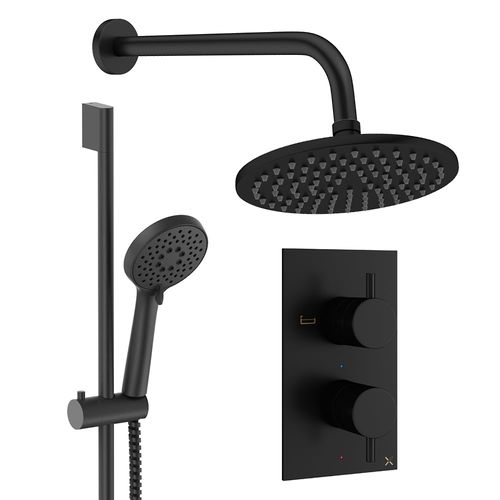 Crosswater MPRO Design Shower Set 4, 200mm Wall Head & Slide Rail (Matt Black).