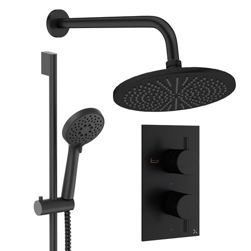 Crosswater MPRO Design Shower Set 4, 300mm Wall Head & Slide Rail (Matt Black).