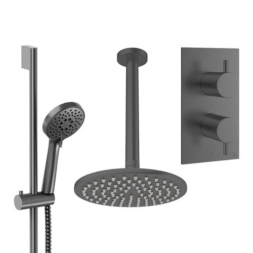 Crosswater MPRO Design Shower Set 4,  200mm Ceiling Head & Slide Rail (Slate).