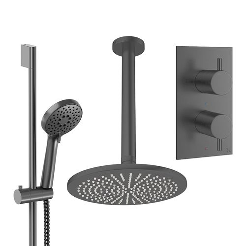 Crosswater MPRO Design Shower Set 4, 300mm Ceiling Head & Slide Rail (Slate).