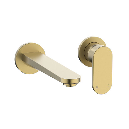 Crosswater Drift Wall Mounted Basin Mixer Tap (Brushed Brass).