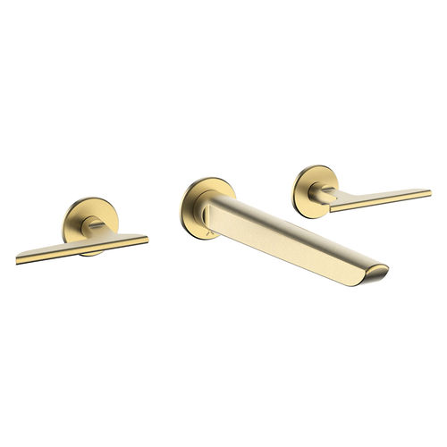 Crosswater Foile Wall Mounted Basin Mixer Tap (3 Hole, Br Brass).