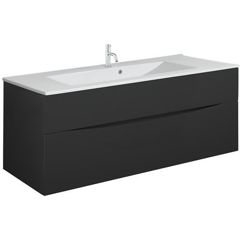 Crosswater Glide II Vanity Unit With Ceramic Basin (1000mm, Matt Black, 1TH).