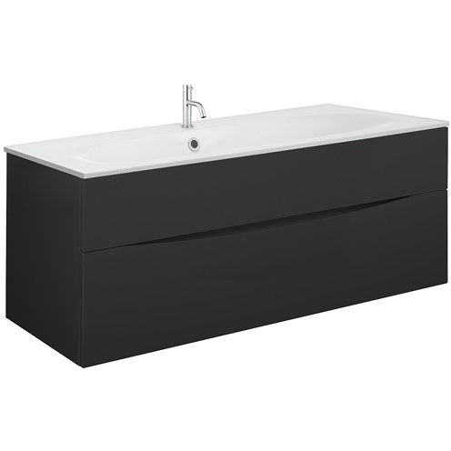 Crosswater Glide II Vanity Unit With White Cast Basin (1000mm, Matt Black, 1TH).