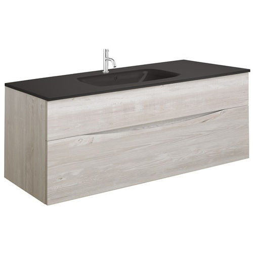 Crosswater Glide II Vanity Unit With Black Glass Basin (1000mm, Nordic Oak, 1TH).