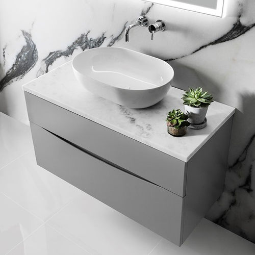 Crosswater Glide II Vanity Unit With Marble Worktop (1000mm, Storm Grey).