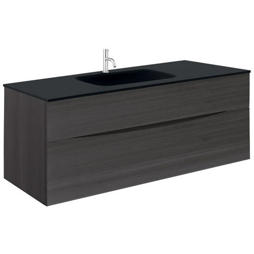 Crosswater Glide II Vanity Unit With Black Glass Basin (1000mm, Steelwood, 1TH).