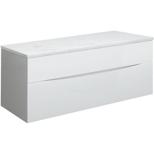 Crosswater Glide II Vanity Unit With Marble Worktop (1000mm, White Gloss).