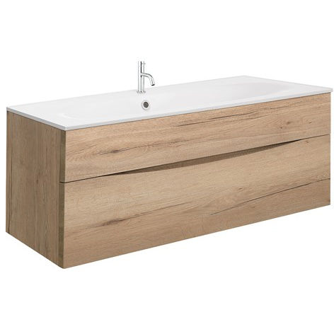 Crosswater Glide II Vanity Unit With White Cast Basin (1000, Windsor Oak, 1TH).