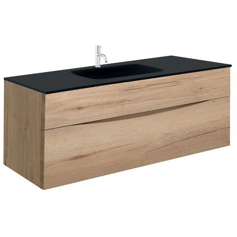 Crosswater Glide II Vanity Unit With Black Glass Basin (1000, Windsor Oak, 1TH).