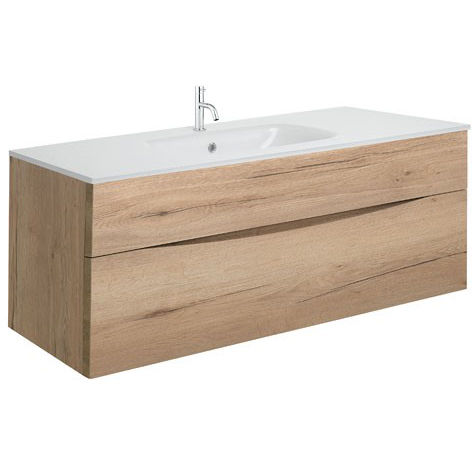 Crosswater Glide II Vanity Unit With White Glass Basin (1000, Windsor Oak, 1TH).