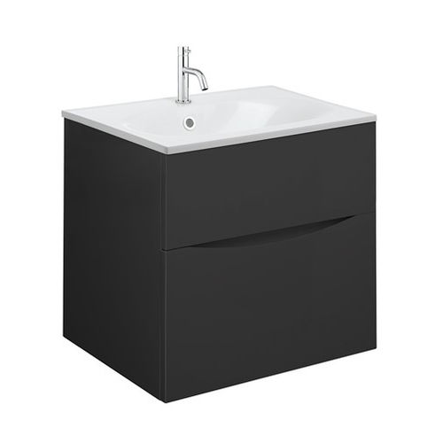 Crosswater Glide II Vanity Unit With White Cast Basin (500mm, Matt Black, 1TH).