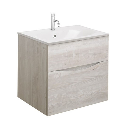 Crosswater Glide II Vanity Unit With White Cast Basin (500mm, Nordic Oak, 1TH).