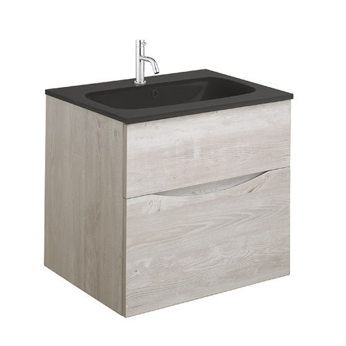 Crosswater Glide II Vanity Unit With Black Glass Basin (500mm, Nordic Oak, 1TH).