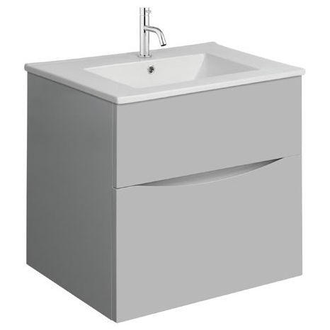 Crosswater Glide II Vanity Unit With Ceramic Basin (500mm, Storm Grey, 1TH).