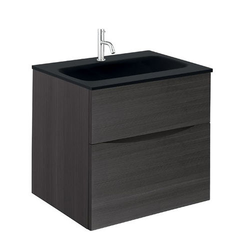 Crosswater Glide II Vanity Unit With Black Glass Basin (500mm, Steelwood, 1TH).