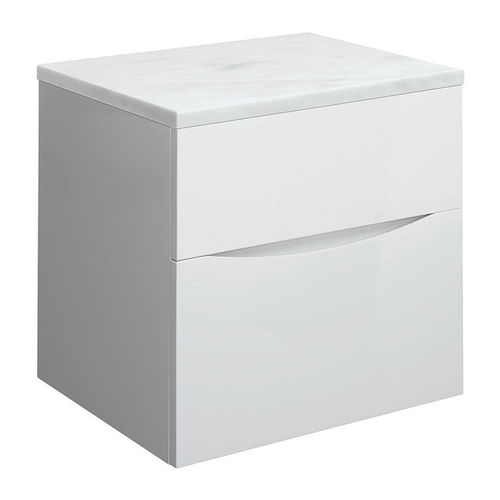 Crosswater Glide II Vanity Unit With Marble Worktop (500mm, White Gloss).