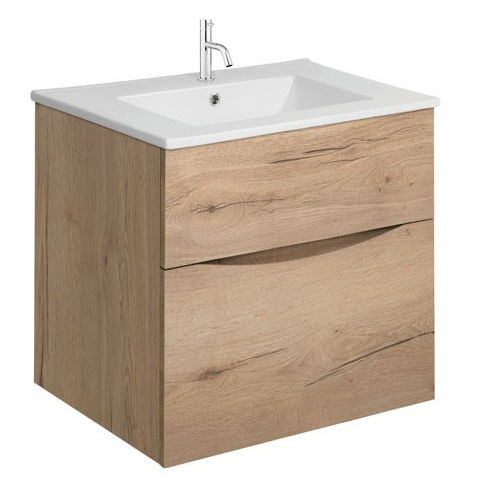 Crosswater Glide II Vanity Unit With Ceramic Basin (500mm, Windsor Oak, 1TH)