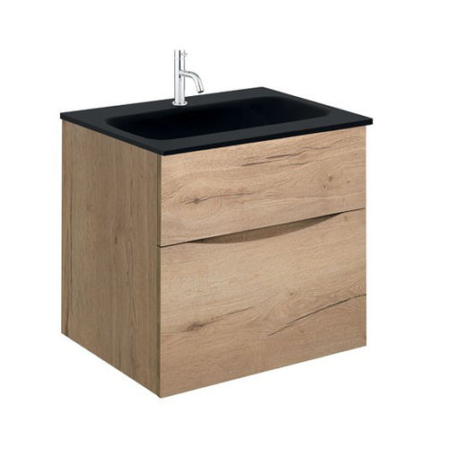 Crosswater Glide II Vanity Unit With Black Glass Basin (500mm, Windsor Oak, 1TH)