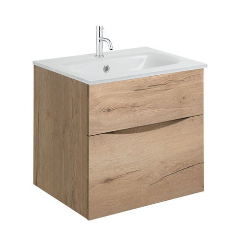 Crosswater Glide II Vanity Unit With White Glass Basin (500mm, Windsor Oak, 1TH)