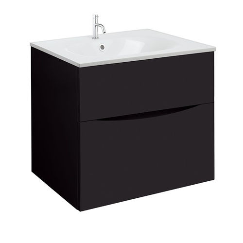 Crosswater Glide II Vanity Unit With White Cast Basin (600mm, Matt Black, 1TH).