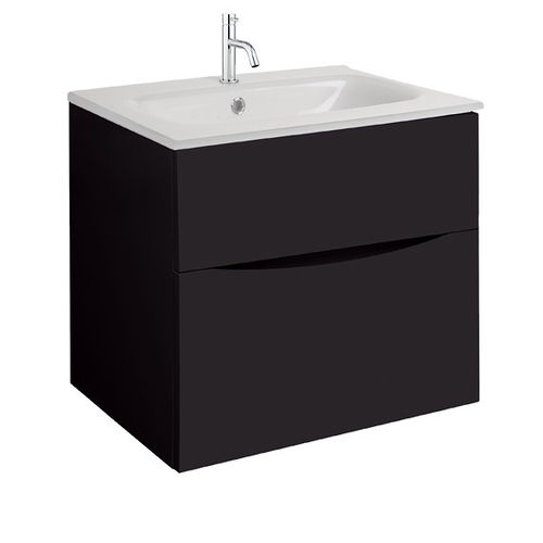 Crosswater Glide II Vanity Unit With White Glass Basin (600mm, Matt Black, 1TH).