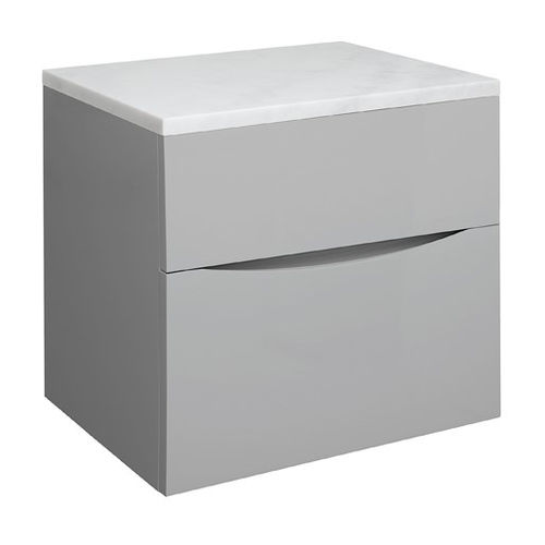 Crosswater Glide II Vanity Unit With Marble Worktop (600mm, Storm Grey).