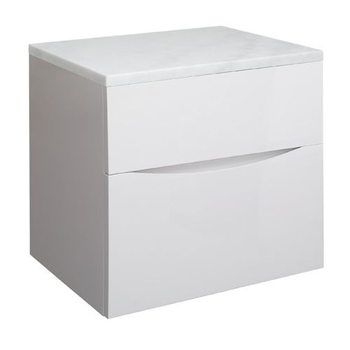 Crosswater Glide II Vanity Unit With Marble Worktop (600mm, White Gloss).