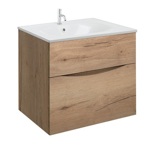 Crosswater Glide II Vanity Unit With White Cast Basin (600mm, Windsor Oak, 1TH)