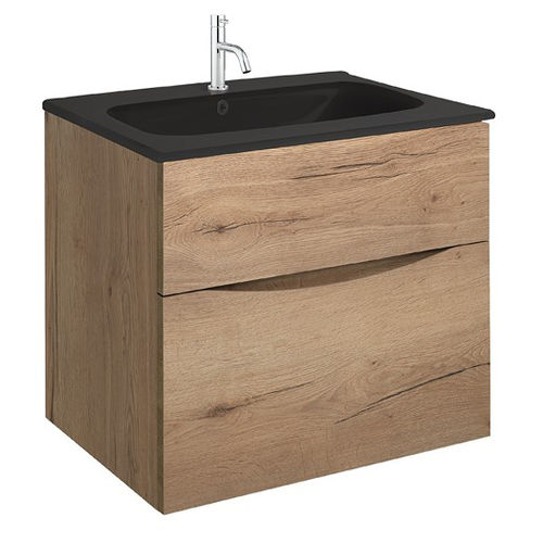 Crosswater Glide II Vanity Unit With Black Glass Basin (600mm, Windsor Oak, 1TH)