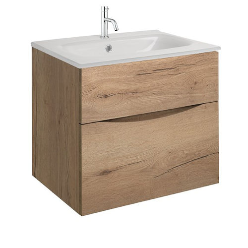 Crosswater Glide II Vanity Unit With White Glass Basin (600mm, Windsor Oak, 1TH)