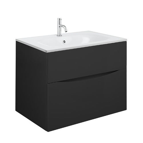 Crosswater Glide II Vanity Unit With White Cast Basin (700mm, Matt Black, 1TH).