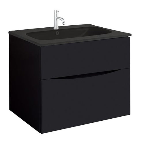 Crosswater Glide II Vanity Unit With Black Glass Basin (700mm, Matt Black, 1TH).