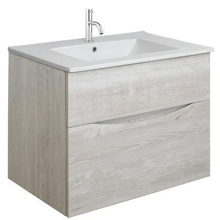 Crosswater Glide II Vanity Unit With Ceramic Basin (700mm, Nordic Oak, 1TH).