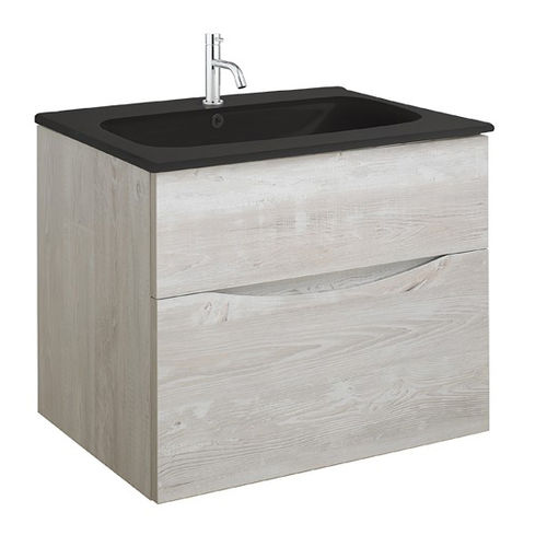 Crosswater Glide II Vanity Unit With Black Glass Basin (700mm, Nordic Oak, 1TH).